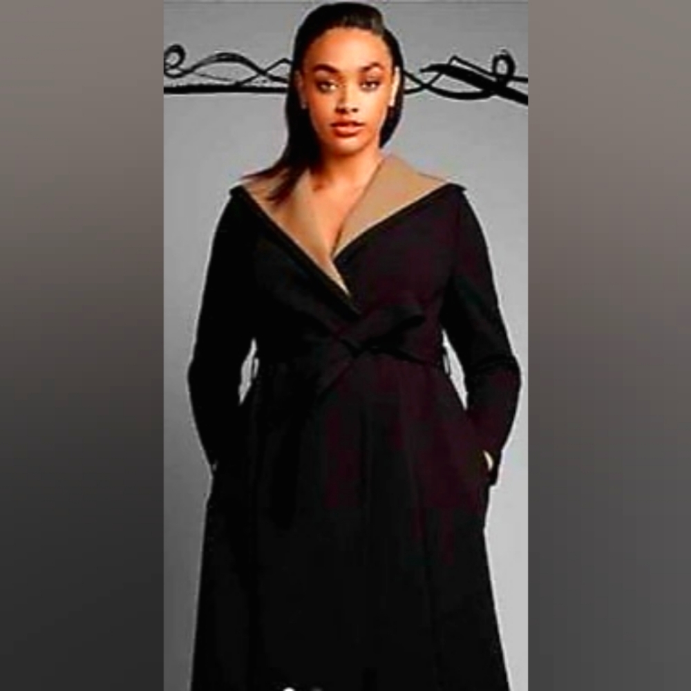 2016 Isobel Toledo/Lane Bryant Shawl Collar coat. Black and Taupe. Size 24